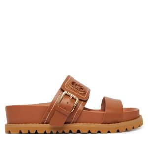 Klapki Liu Jo. Brązowe klapki Liu Jo, bez wzorów, bez obcasa. Za 469,99 zł.