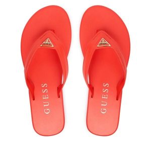 Japonki Guess. Czerwone klapki Guess, z aplikacjami, bez obcasa. Za 260,99 zł.