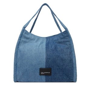 Torebka Karl Lagerfeld Jeans. Niebieskie shopper bag Karl Lagerfeld Jeans, bez wzorów, z jeansu, bez dodatków. Za 429,99 zł.