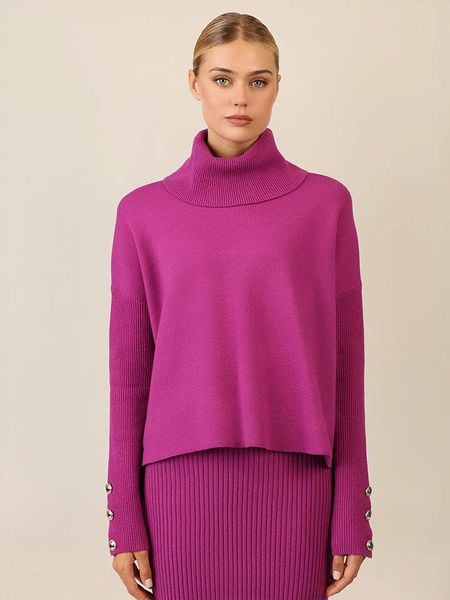 APART Golf w kolorze fioletowym rozmiar: 36/38. Różowe golfy Apart, bez wzorów, z kaszmiru, bez ramiączek. Za 183,15 zł.