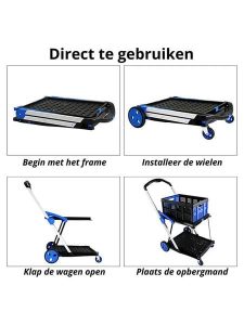 Designnest Wózek w kolorze czarno-niebieskim na zakupy - 53 x 70 x 63 cm rozmiar: onesize. Czarne shopper bag Designnest, bez wzorów, z materiału, bez dodatków. Za 608,99 zł.