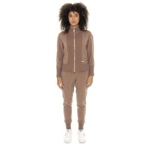 Bluza zimowa Leone 1947 Warm Touch Damen,Reißverschluss und Strickeinsätzen. Brązowe bluzy LEONE 1947 APPAREL, na zimę, bez wzorów, z elastanu, bez kaptura. W wyprzedaży za 169,09 zł.