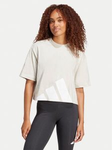 Adidas T-Shirt Essentials Big Logo Boyfriend JG8729 Beżowy Loose Fit. Brązowe t-shirty ADIDAS, m, bez wzorów, z bawełny, bez kołnierzyka, bez ramiączek. Za 129,99 zł.