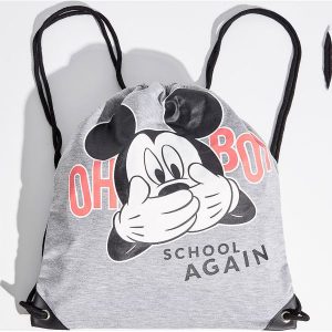 Plecak worek z nadrukiem Mickey Mouse - Szary. Szare plecaki marki Sinsay. W wyprzedaży za 29,99 zł.