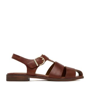 Sandały Beverly Hills Polo Club. Brązowe sandały Beverly Hills Polo Club, bez wzorów, bez obcasa, na płaskiej podeszwie, bez zapięcia. Za 349,99 zł.