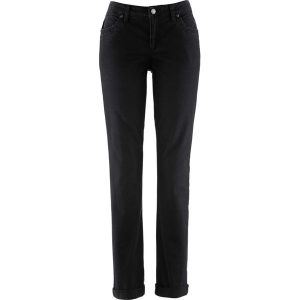 Dżinsy ze stretchem straight, mid waist. Niebieskie jeansy bonprix, bez wzorów, z jeansu. Za 84,99 zł.