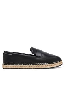 Calvin Klein Espadryle Espadrille W/Ck Hw - Lth HW0HW02390 Czarny. Czarne espadryle Calvin Klein, bez wzorów, ze skóry, bez obcasa. Za 269,99 zł.