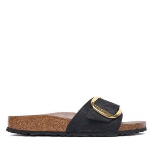 Klapki Birkenstock. Czarne klapki Birkenstock, bez wzorów, bez obcasa. Za 494,99 zł.