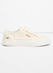 Sneakersy Mustang z nadrukiem zwierzęcym. Białe buty sportowe bonprix, bez wzorów, bez zapięcia. Za 249,99 zł.
