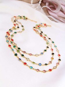 L'Atelier de Gaia Pozłacany naszyjnik z kryształami - dł. 50 cm rozmiar: onesize. Żółte naszyjniki L'Atelier de Gaia, z kryształem, pozłacane. Za 69,99 zł.