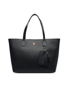 Tommy Hilfiger Torebka Th Icon Tote Mono AW0AW19004 Czarny. Czarne torebki klasyczne TOMMY HILFIGER, bez wzorów, ze skóry, bez dodatków. Za 699,99 zł.