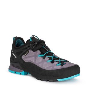 Buty sportowe trekkingowe damskie Aku Rock Gore-tex skóra wytrzymałe. Czarne buty trekkingowe Aku, z gore-texu, bez zapięcia. Za 499,00 zł.