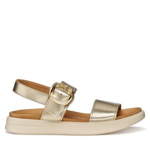 Sandały Geox. Żółte sandały Geox, bez wzorów, bez obcasa, na płaskiej podeszwie, bez zapięcia. Za 459,99 zł.