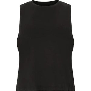 Damski tank top Athlecia Pacy. Czarne topy Athlecia, bez wzorów, eleganckie, bez kołnierzyka, bez ramiączek. Za 105,00 zł.