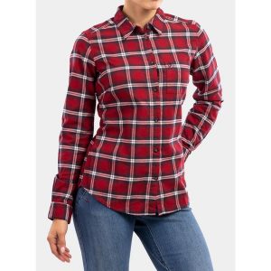 Koszula flanelowa damska Fjallraven Ovik Flannel Shirt. Czerwone koszule Fjällräven, bez wzorów, bez kołnierzyka, bez ramiączek. Za 408,99 zł.