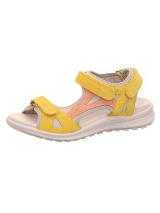 Legero Skórzane sandały "Siris" w kolorze żółtym rozmiar: 37. Żółte sandały Legero, bez wzorów, z otwartym noskiem, bez obcasa, bez zapięcia. Za 173,99 zł.