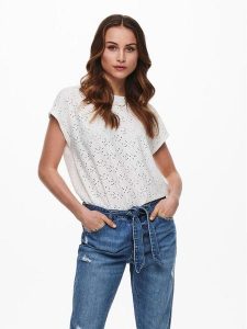ONLY Bluzka Smilla 15231005 Biały Regular Fit. Białe bluzki ONLY, l, bez wzorów, z syntetyku, bez kołnierzyka, bez ramiączek. Za 69,99 zł.