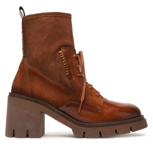 Trzewiki Hispanitas. Brązowe botki Hispanitas, bez wzorów, bez obcasa, na słupku, bez zapięcia. Za 559,99 zł.