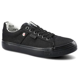 Czarne Trampki Lee Cooper Damskie Lekkie Półbuty. Czarne półbuty Lee Cooper, bez wzorów, z gumy, bez zapięcia. Za 89,99 zł.