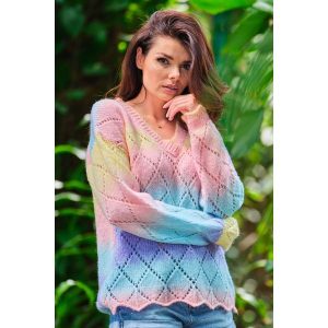Cieniowany Sweter z Ażurem. Swetry klasyczne Awama, uniwersalny, z materiału, bez kołnierzyka. Za 249,90 zł.