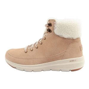 Buty Skechers Glacial Ultra-Woodlands 16677/SND beżowy. Brązowe botki na zimę, bez wzorów, z materiału, bez obcasa, bez zapięcia. Za 432,01 zł.