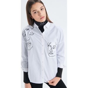 Koszula z nadrukiem - Biały. Koszule marki Cropp. Za 89,99 zł.