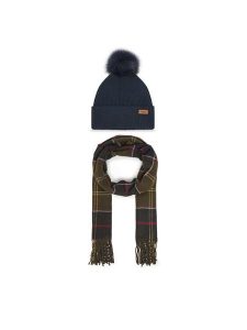 Barbour Zestaw Szalik i Czapka Dover LGS0054TN11 Granatowy. Niebieskie szaliki Barbour, bez wzorów, z materiału. Za 359,99 zł.