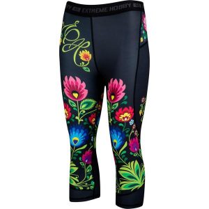 Legginsy sportowe damskie EXTREME HOBBY FOLK 3/4. Czarne legginsy EXTREME HOBBY, bez wzorów, z elastanu. Za 179,00 zł.