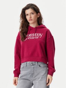 Tommy Jeans Bluza Script DW0DW20306 Różowy Relaxed Fit. Czerwone bluzy Tommy Jeans, xxs, bez wzorów, z bawełny, bez kaptura. Za 219,99 zł.