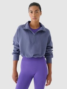 4F Bluza dresowa bez kaptura damska 4F x Anna Lewandowska - granatowa S. Niebieskie bluzy 4f, s, bez wzorów, z bawełny, bez kaptura. W wyprzedaży za 139,99 zł.