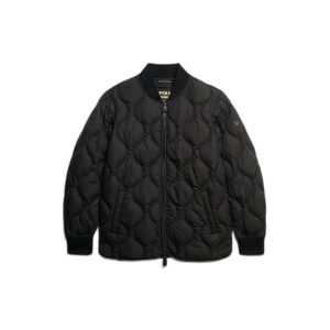 Damska kurtka puchowa Superdry. Czarne kurtki Superdry, bez wzorów, z puchu, bez kaptura. Za 418,00 zł.