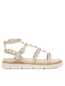 Patrizia Pepe Sandały PPJ398.02 Kremowy. Białe sandały Patrizia Pepe, bez wzorów, ze skóry, bez obcasa, na płaskiej podeszwie, bez zapięcia. Za 489,99 zł.