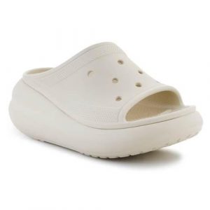 Klapki damskie Crocs Crush Slide Bone Os. Białe klapki Crocs, bez wzorów, z materiału, bez obcasa. Za 299,00 zł.