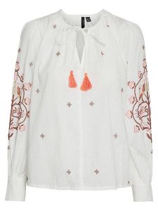 Vero Moda Bluzka w kolorze białym rozmiar: S. Białe bluzki Vero Moda, s, bez wzorów, z bawełny, bez kołnierzyka, bez ramiączek. Za 79,21 zł.