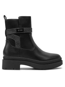 Guess Botki Ovelle2 FLTOVE ELE10 Czarny. Czarne botki Guess, z aplikacjami, ze skóry, bez obcasa, na płaskiej podeszwie, bez zapięcia. Za 569,99 zł.
