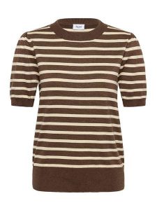 SAINT TROPEZ Koszulka dzianinowa w kolorze brązowym rozmiar: S. Brązowe bluzki Saint Tropez, s, bez wzorów, z dzianiny, bez kołnierzyka, bez ramiączek. Za 69,99 zł.