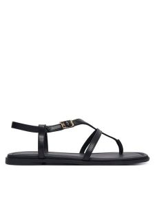 Tommy Hilfiger Sandały Th Buckle FW0FW09367 Czarny. Czarne sandały TOMMY HILFIGER, bez wzorów, ze skóry, bez obcasa, na płaskiej podeszwie, bez zapięcia. Za 449,99 zł.