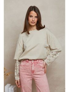 Plume Bluza "Reyne" w kolorze beżowym rozmiar: M. Brązowe bluzy Plume, m, bez wzorów, z koronki, bez kaptura. Za 118,56 zł.