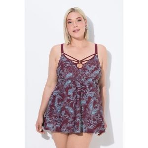 Damski Strój kąpielowy dżungla miękkie miseczki fiszbiny z recyklingu. Czerwone stroje jednoczęściowe Ulla Popken, bez wzorów, z elastanu. W wyprzedaży za 279,99 zł.