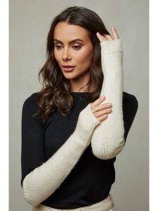 Soft Cashmere Rękawiczki w kolorze kremowym rozmiar: onesize. Brązowe rękawiczki Soft Cashmere, bez wzorów, prążkowane. Za 78,99 zł.
