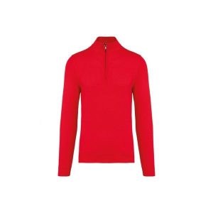 Sweter 1/4 zip Kariban. Czerwone swetry klasyczne KARIBAN, na zimę, bez kołnierzyka. Za 211,50 zł.