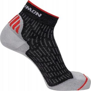 Skarpety dla dorosłych do biegania Salomon Ultra ankle wełna merynosowa. Czarne skarpetki Salomon, bez wzorów, z elastanu. Za 55,00 zł.