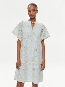 Bruuns Bazaar Sukienka letnia Julia BBW3948 Niebieski Relaxed Fit. Niebieskie kombinezony Bruuns Bazaar, na lato, bez wzorów, z bawełny, bez kołnierzyka, bez ramiączek. Za 429,99 zł.