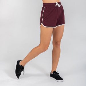 Spodenki do tańca urban dance damskie Starever wysoki stan. Fioletowe szorty DOMYOS, bez wzorów, z bawełny, sportowe, z podwyższonym stanem. W wyprzedaży za 34,99 zł.