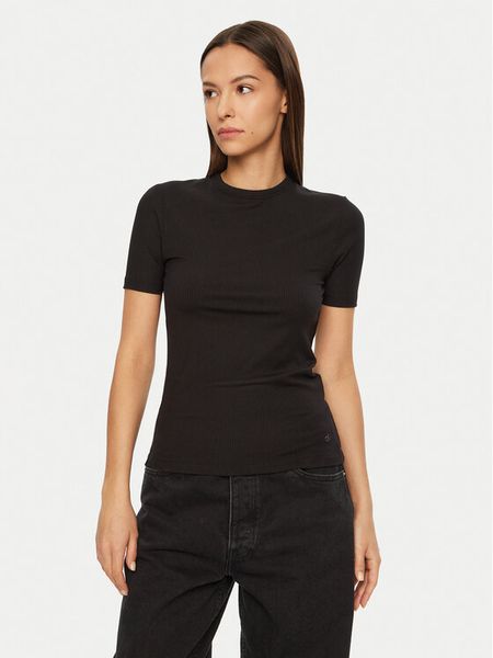 Calvin Klein T-Shirt K20K208052 Czarny Slim Fit. Czarne t-shirty Calvin Klein, xs, bez wzorów, bez kołnierzyka, bez ramiączek. Za 143,99 zł.