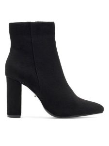 DeeZee Botki BRITT LS4690-19B Czarny. Czarne botki DeeZee, bez wzorów, z materiału, bez obcasa, na słupku, bez zapięcia. Za 159,99 zł.