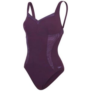 Strój kąpielowy damski Speedo Shaping LunaElustre fioletowy. Fioletowe stroje jednoczęściowe Speedo, bez wzorów, z lycry. Za 319,99 zł.