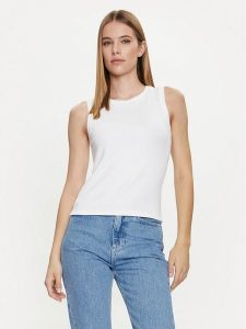 Gap Top 540735-04 Biały Slim Fit. Białe topy GAP, xxs, bez wzorów, z bawełny, bez kołnierzyka, bez ramiączek. Za 59,99 zł.