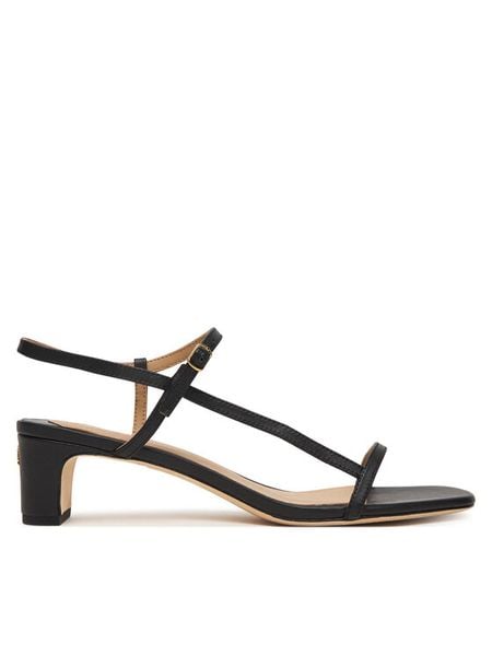 LAUREN RALPH LAUREN Sandały 802P00097001 Czarny. Czarne sandały Lauren Ralph Lauren, bez wzorów, ze skóry, bez obcasa, na słupku, bez zapięcia. Za 512,99 zł.
