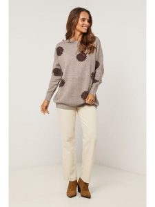 Soft Cashmere Sweter w kolorze szarobrązowym rozmiar: 34/36. Brązowe swetry oversize Soft Cashmere, z aplikacjami, z kaszmiru, bez ramiączek. Za 152,99 zł.